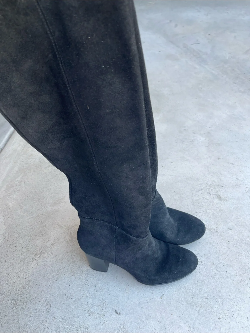 Sam Edelman Silas Black Suede Knee High Boots Women’s Size 8 Block Heel